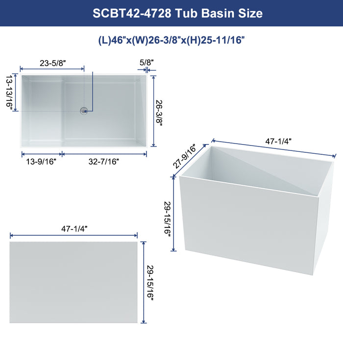 SWBT42 Matte White Freestanding Solid Surface Bathtub